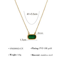 Oval Versatile Necklace For Women Square Pendant With Inlay