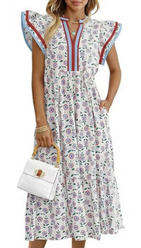 Summer New Stylish Elegant V-Neck Floral Print Dress