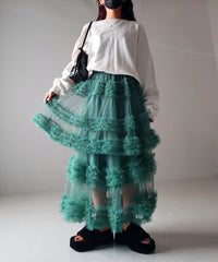 Three-layer Spliced Mesh Japanese-style Women's Skirt