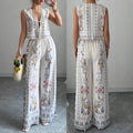 Fashionable Sexy Loose-fit Lace-up Vest Top With Wide-leg Trousers