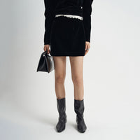 Embroidered Lace Stitching Black Slim Skirt