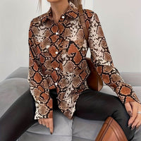 Snake Pattern Long Sleeve Loose Oversized Shirt