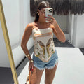 Women's Casual Bohemian-Style Printed Asymmetrical Hem Camisole