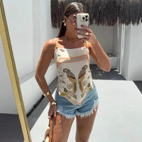 Women's Casual Bohemian-Style Printed Asymmetrical Hem Camisole