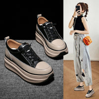 Inner-increasing Sports Shoes Women's Platform Thick-soled Lace-up Breathable Casual Shoes