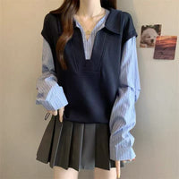 Fake Two-piece Shirt Vest Top For Women