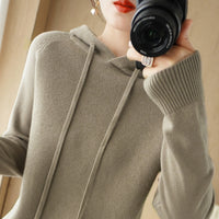 Thick Sweater Base Layer Coat Top Hooded Wool Knit Sweater