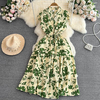 Elegant V-neck Printed Dress For Women