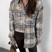 Retro Loose Brushed Plaid Shirt