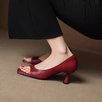 Simple One-strap Sandals Square Toe Open Toe Thin Heel Peep Toe Shoes