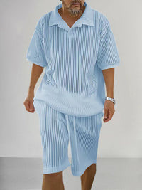 Casual Loose Short-Sleeve Top And Shorts Set Mens Clothing