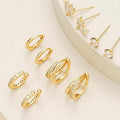 Real Gold Brass Electroplated Zircon Inlaid Earring Set