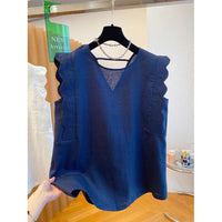 Retro Linen Vest Shirt Women's Top