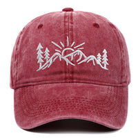 Mountain Style Embroidered Baseball Cap Cotton Worn Looking Washed-out Baseball