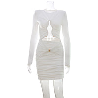 Pleated High-end Solid-color Dress