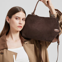 Genuine Deer Suede Brushed Leather Crossbody Bag Versatile