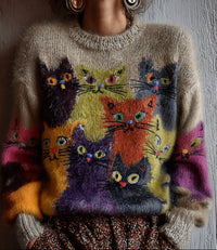 Womens Crew-Neck Sweatshirt With 3D Digital Print On Coarse Needle Fabric