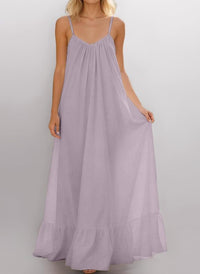Summer Sexy Strap Sleeveless Solid Color Maxi Dress