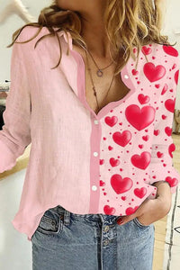 Creative Love Valentine's Day Element Pattern Long Sleeve Women's Shirt