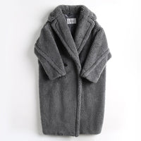 Women's Long Pink Wool Alpaca Fleecefiber Fur Coat