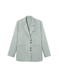 Green Chic Elegant Suit Collar Woolen Coat