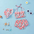 Girls' Bow Halter Lace-up Suit