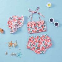 Girls' Bow Halter Lace-up Suit