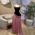 Sweet And Fresh Strap Spliced High-Waist Slimming A-Line Dress Long Dress