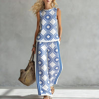 Women's Casual Sleeveless Printed Wide-Leg Pants Two-Piece Set