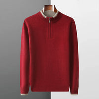 Mens Loose-Fit Half-Zip Turtleneck Thermal Sweater With Extra Padding