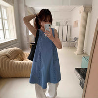 Summer New Stylish Large-Pocket Patchwork Hem Tank Dress