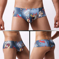 Low Waist Men's Underwear Printed U Convex Mesh Breathable