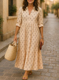 Womens Long Digital-Print Shirt Dress