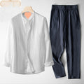 Men's Retro Thin Long Sleeve Linen Tang Suit Outfit