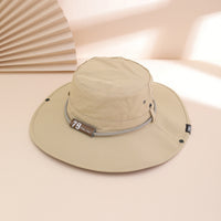 Plain-color Letter-pattern Leather Sun-protective Wide-brimmed Sunshade Outdoor Simple Style Fisherman Hat For Daily Commuting, Fishing, Mountain Climbing