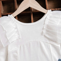 Sweet Dress With White Sleeve Splicing