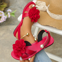 Womens Flat-sole Pearl Strap Sandals