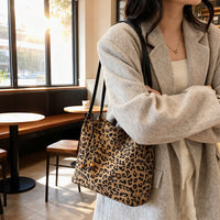 Suede-like Bead Pendant Bucket Bag