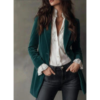 Womens Velvet Blazer With Long Sleeves For A Refined Look