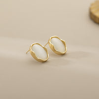 Exquisite And Small Opal Geometric Ear Studs