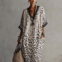 Womens Fashion Printed Three-Quarter-Sleeve Dress