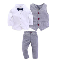 Children's Clothing Spring And Autumn New Boys' Gentleman Three-piece Vest Bow Tie Shirt Trousers