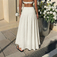 Womens Fashion Casual Solid-Color Skirt With Elastic Waist