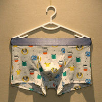 Youth Cartoon Printed Breathable Waist Boxer Shorts