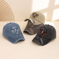 Fashionable Classic Water-washed Embroidered Cowboy Baseball Cap With Patch And Embroidered Words - A Personalized Beanie Suitable For Outdoor Wear