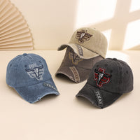 Fashionable Classic Water-washed Embroidered Cowboy Baseball Cap With Patch And Embroidered Words - A Personalized Beanie Suitable For Outdoor Wear