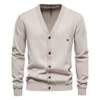 Men's Cardigan Sweater High Quality Business Pure Color Knitwear