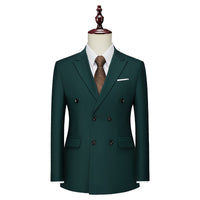 Men's Business Casual Double-breasted Suit Jacket Fashion Solid Color Coat