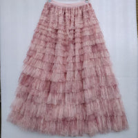 Plus-size Women's Mid-length Tie-dye Ink Print Mesh Skirt