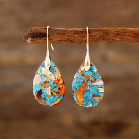 Bohemian Style New Resort-Ready Semi-Precious Teardrop Pendant Earrings